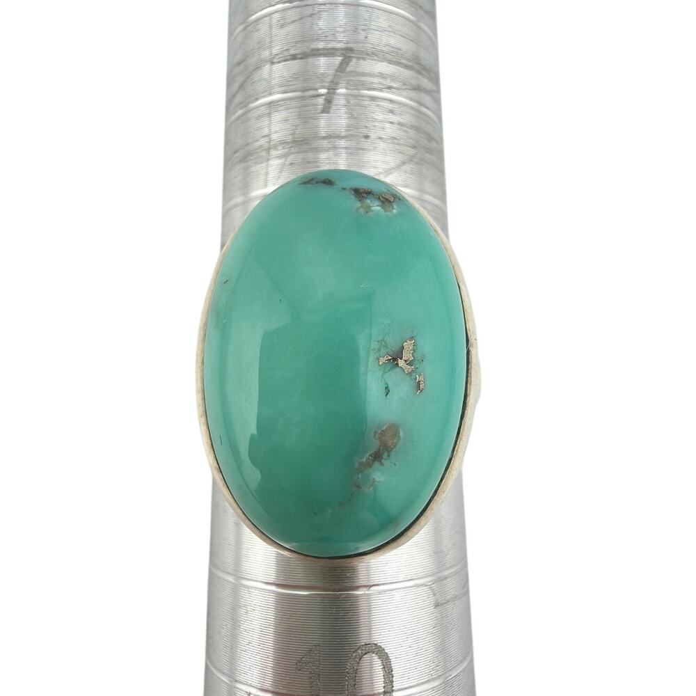 Sterling Silver Natural Turquoise Bezel Ring Size 9.5